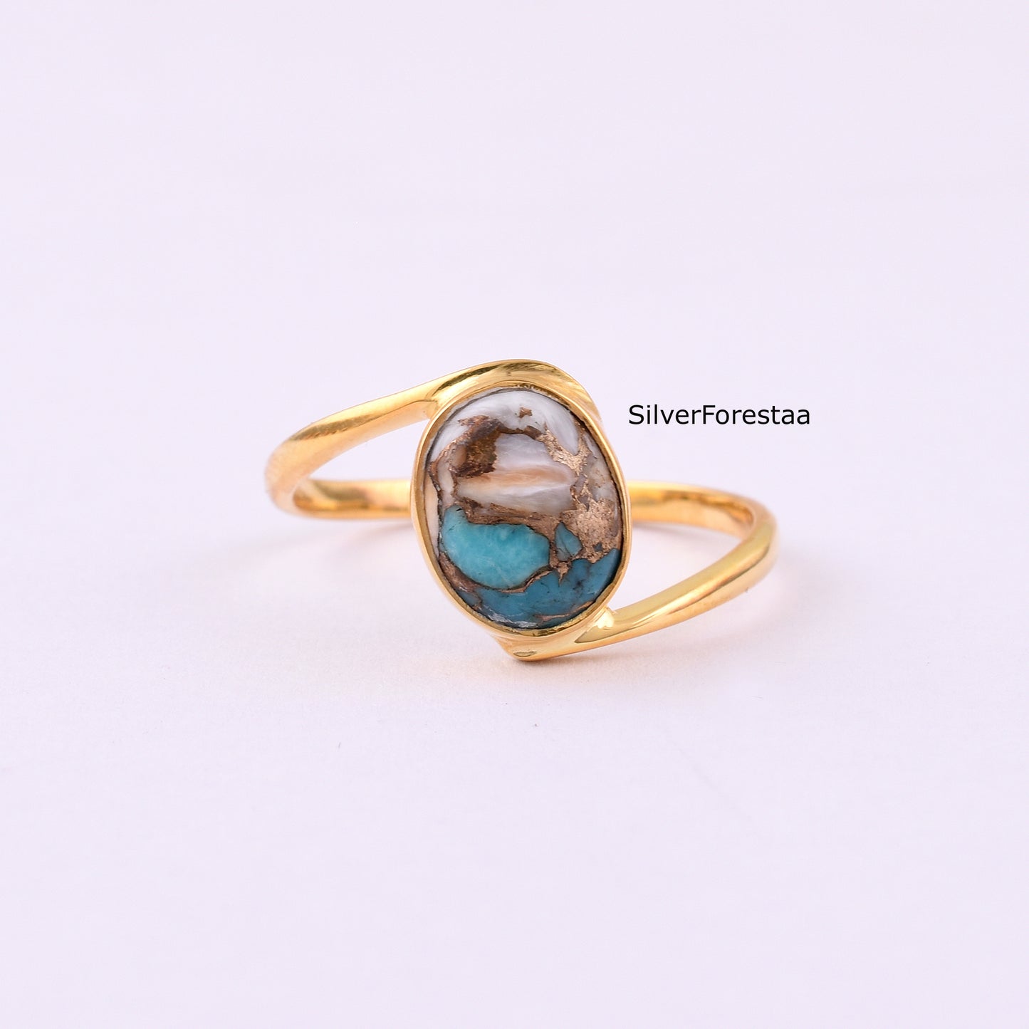 Nature Inspired Spiny Oyster Turquoise Promise Ring