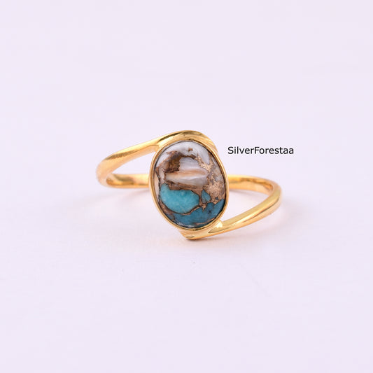 Nature Inspired Spiny Oyster Turquoise Promise Ring