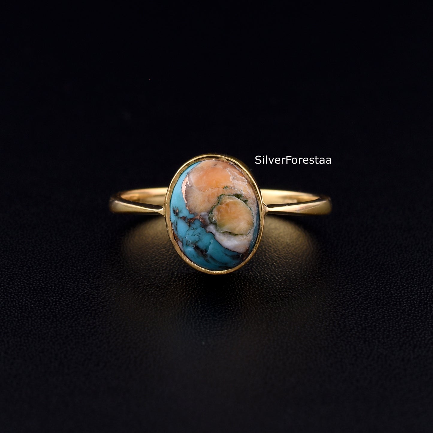 Vintage Inspired Spiny Oyster Turquoise Promise Ring