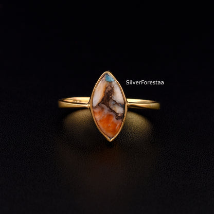 925 Silver Dahlia Oyster Turquoise Ring - SilverForestaa