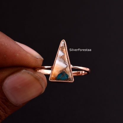 Handmade Spiny Oyster Turquoise Gemstone Ring