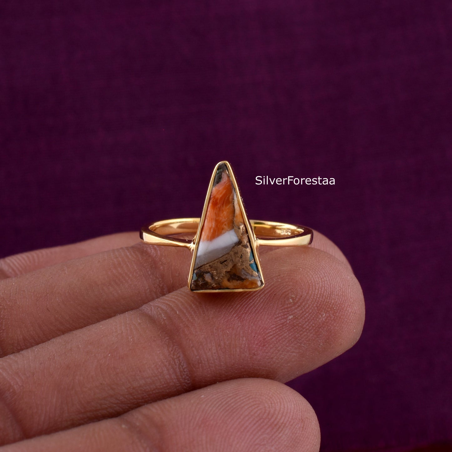 Vintage Style Oyster Turquoise Silver Ring