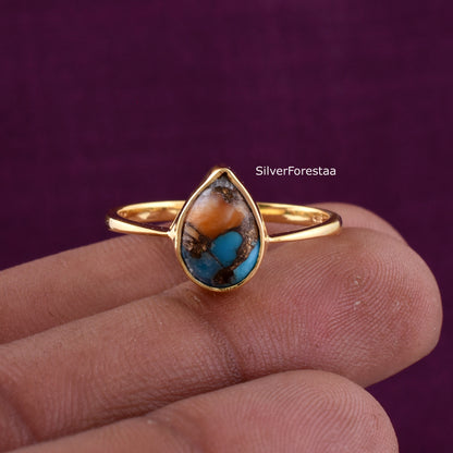 Handcrafted Dahlia Turquoise Promise Ring