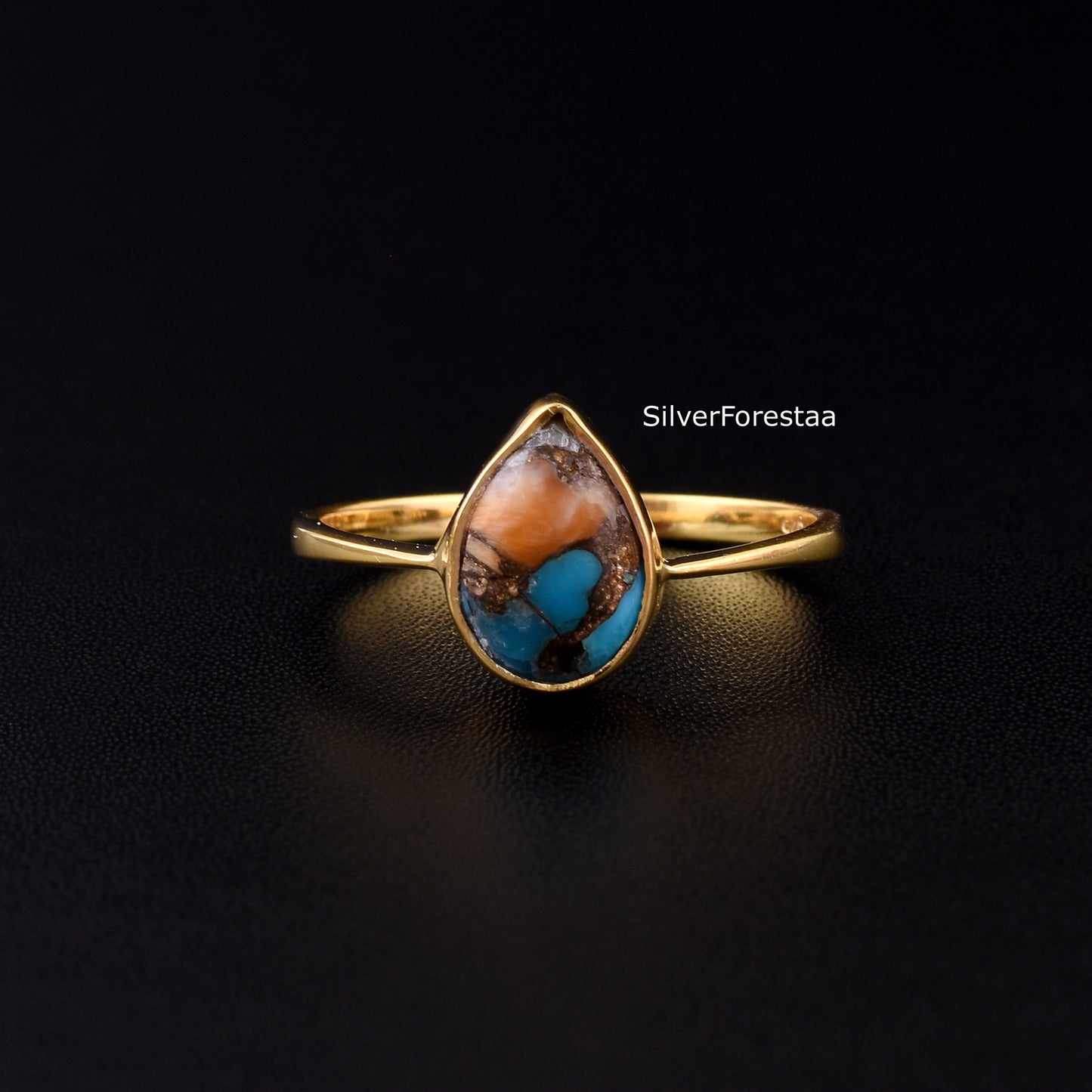 Handcrafted Dahlia Turquoise Promise Ring