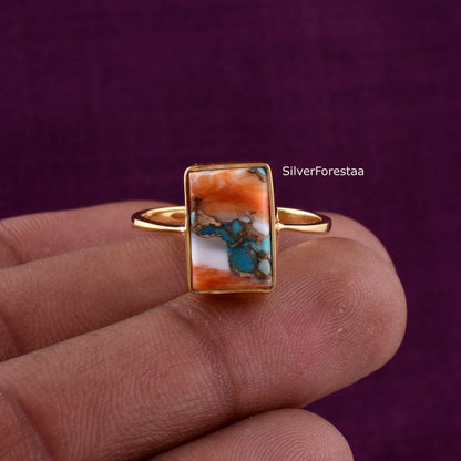 Spiny Oyster Turquoise 925 Sterling Silver Ring