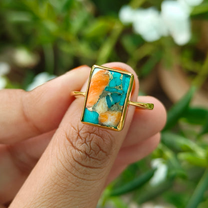 Spiny Oyster Turquoise 925 Sterling Silver Ring