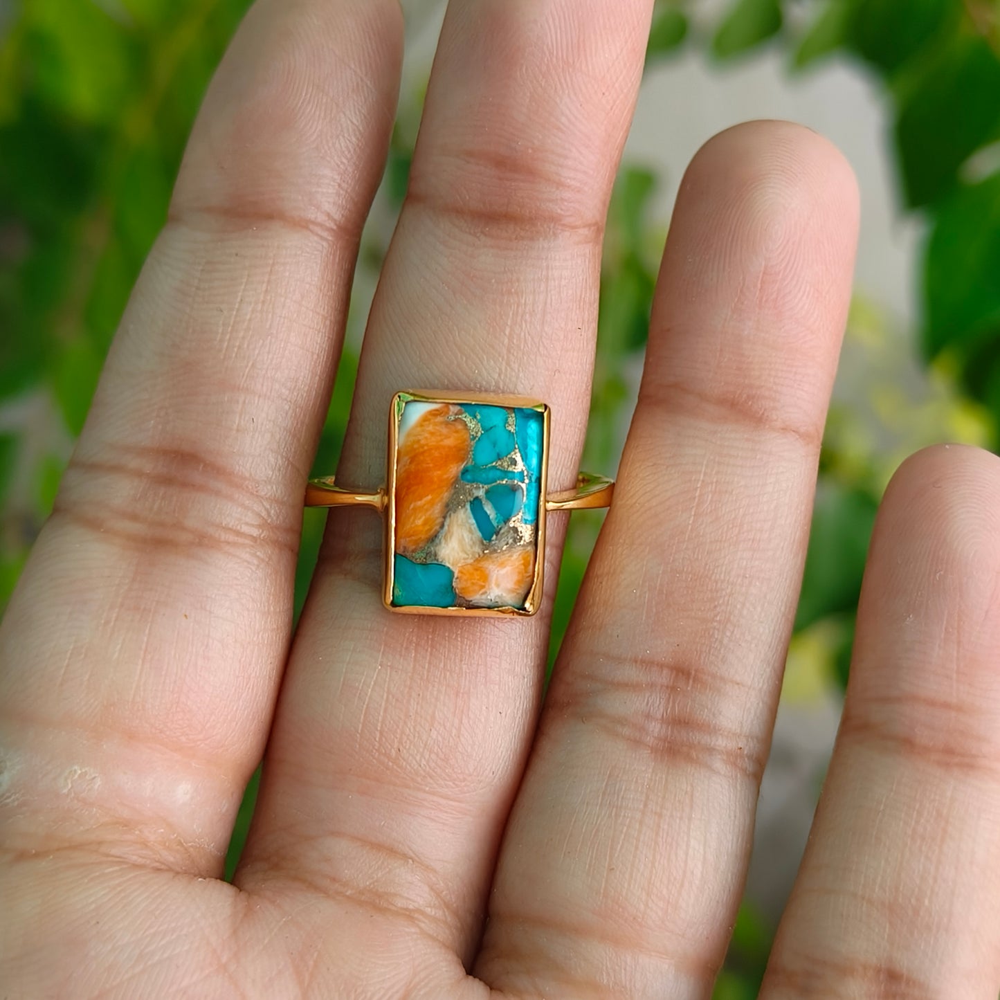 Spiny Oyster Turquoise 925 Sterling Silver Ring