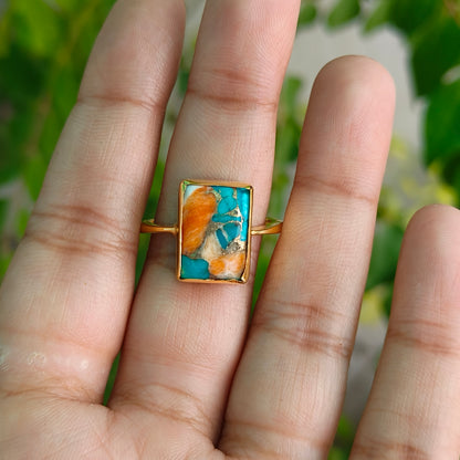 Spiny Oyster Turquoise 925 Sterling Silver Ring