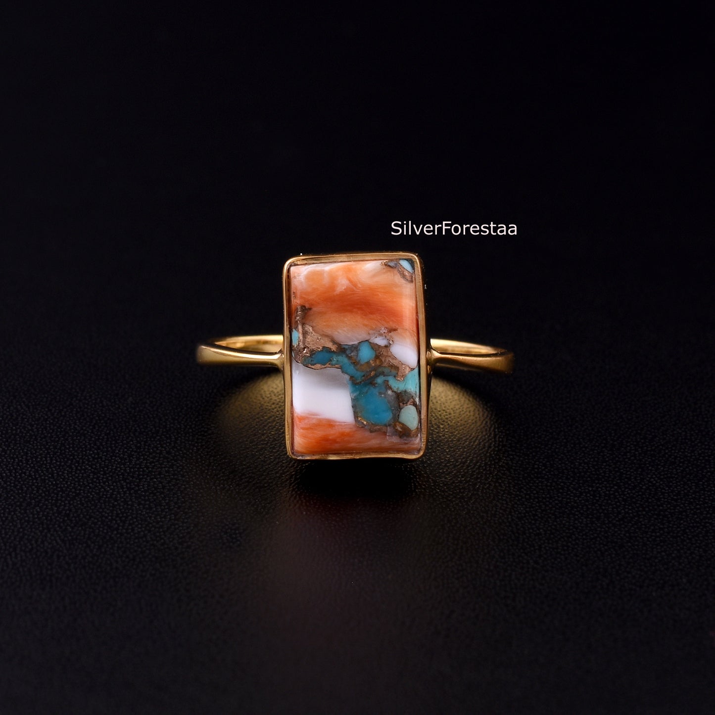 Spiny Oyster Turquoise 925 Sterling Silver Ring