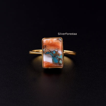 Spiny Oyster Turquoise 925 Sterling Silver Ring