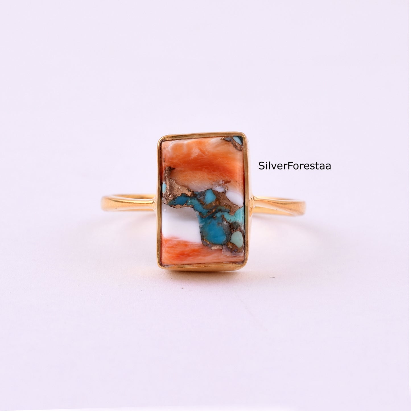 Spiny Oyster Turquoise 925 Sterling Silver Ring