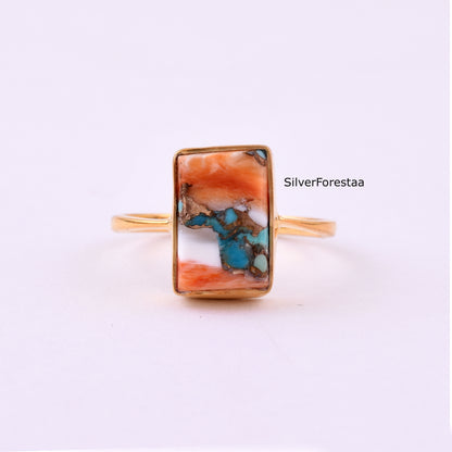 Spiny Oyster Turquoise 925 Sterling Silver Ring