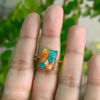 Spiny Oyster Turquoise 925 Sterling Silver Ring