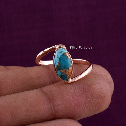 925 Silver Dahlia Oyster Turquoise Ring