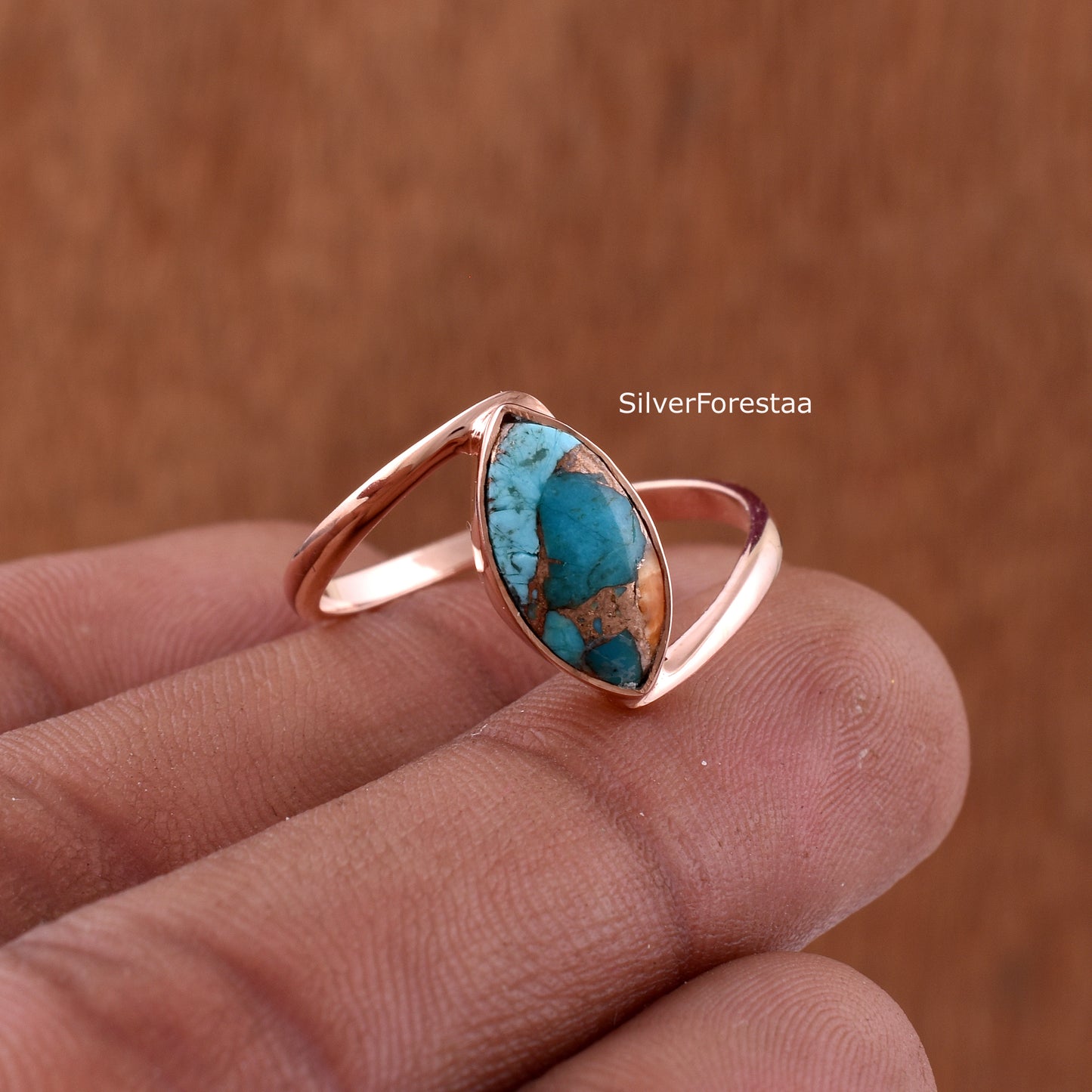 925 Silver Dahlia Oyster Turquoise Ring