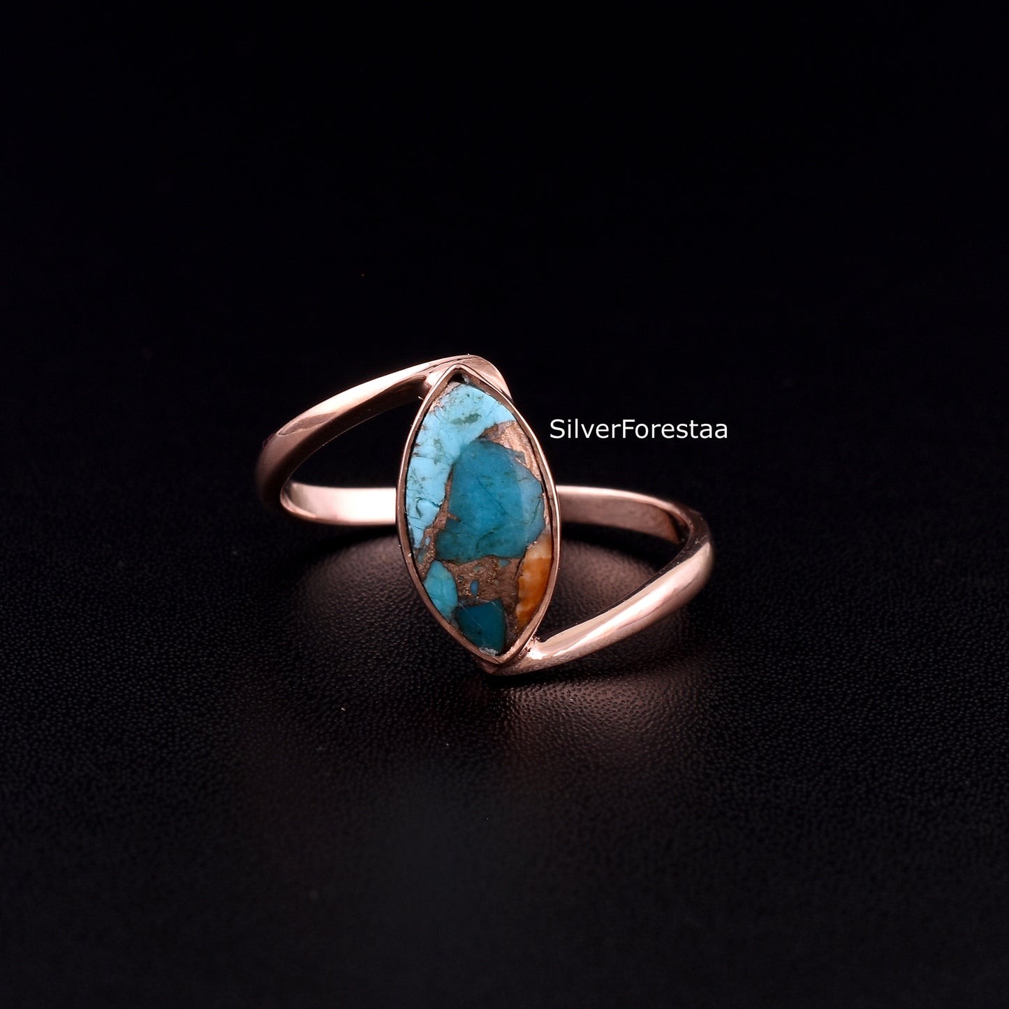 925 Silver Dahlia Oyster Turquoise Ring