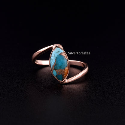 925 Silver Dahlia Oyster Turquoise Ring