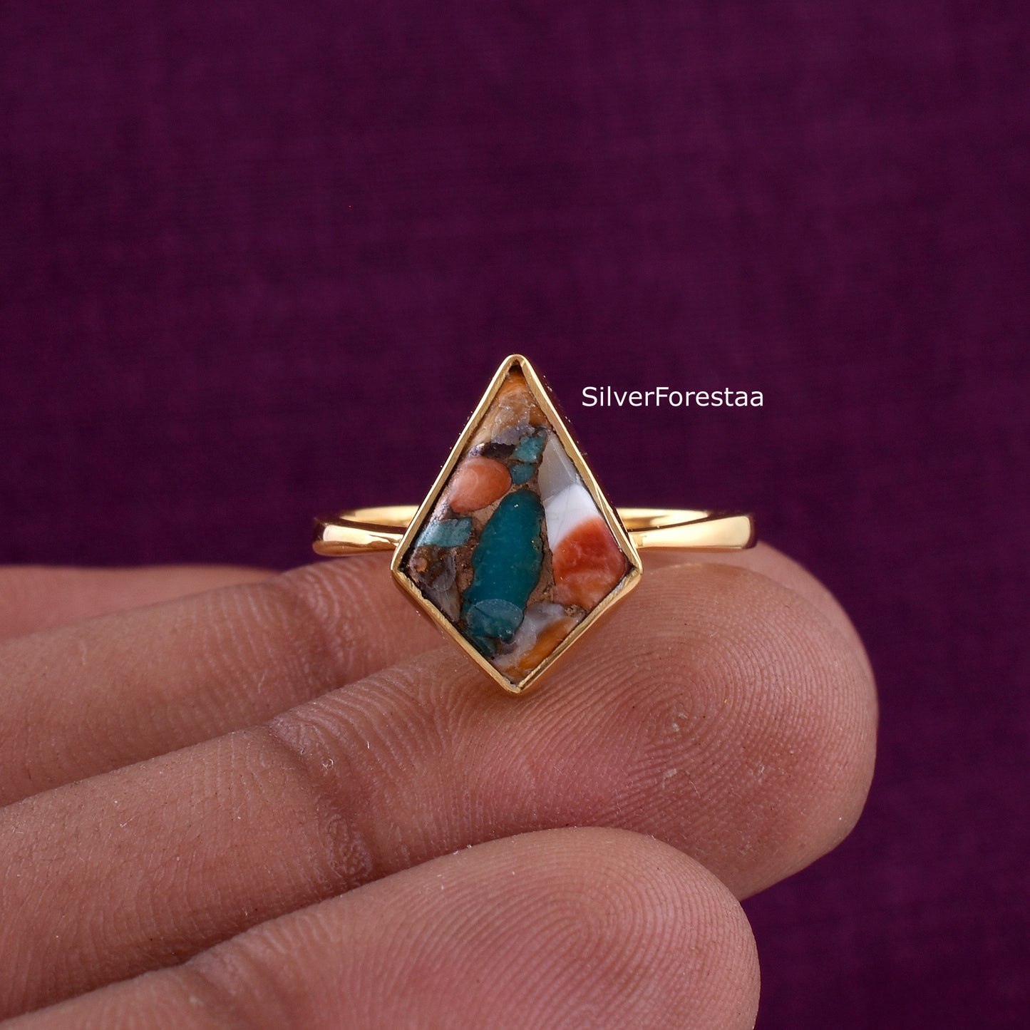 Oyster Copper Turquoise Ring - Handmade Jewelry