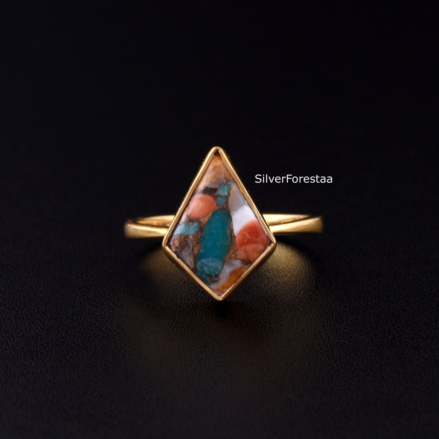Oyster Copper Turquoise Ring - Handmade Jewelry