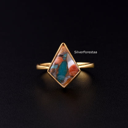 Oyster Copper Turquoise Ring - Handmade Jewelry