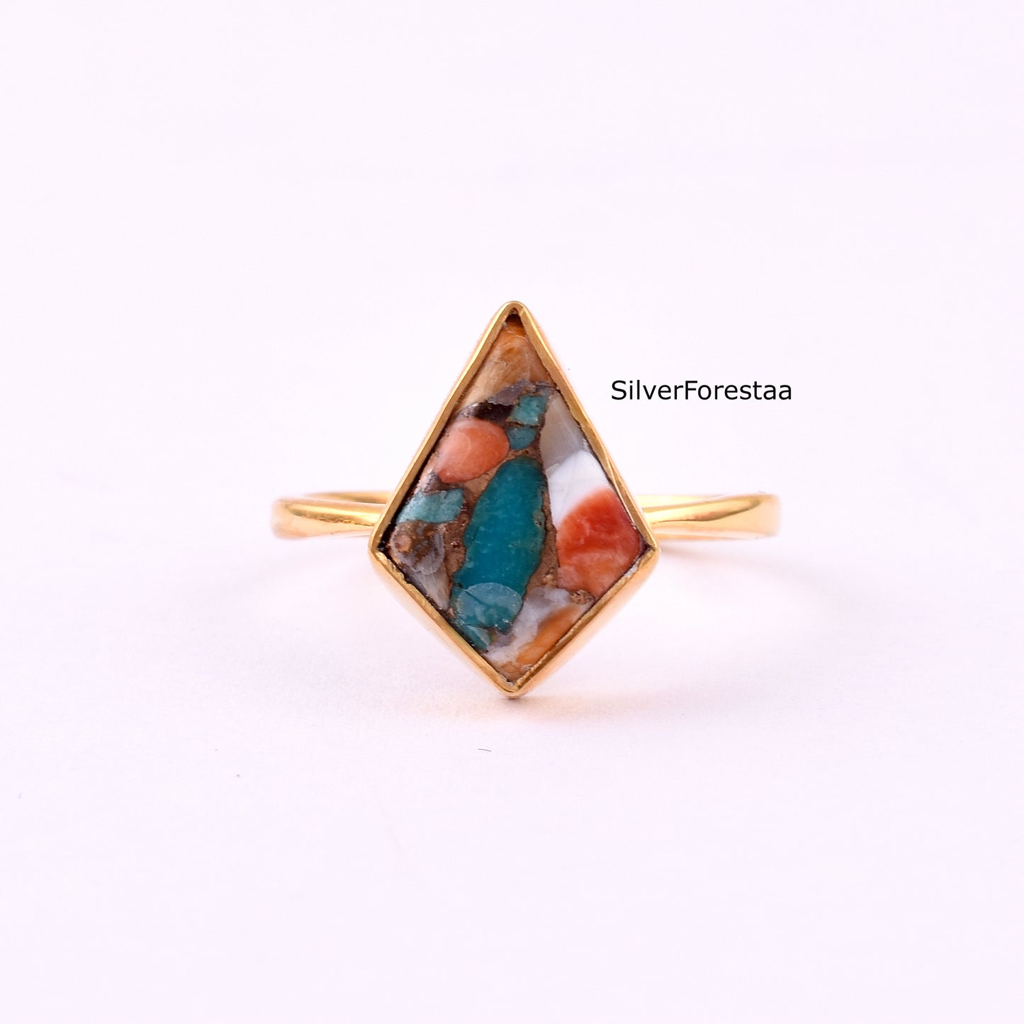 Oyster Copper Turquoise Ring - Handmade Jewelry