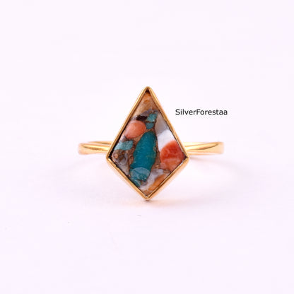 Oyster Copper Turquoise Ring - Handmade Jewelry