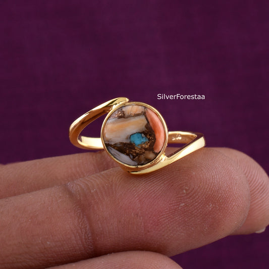 Handmade Copper Turquoise Ring - Gift for Valentine