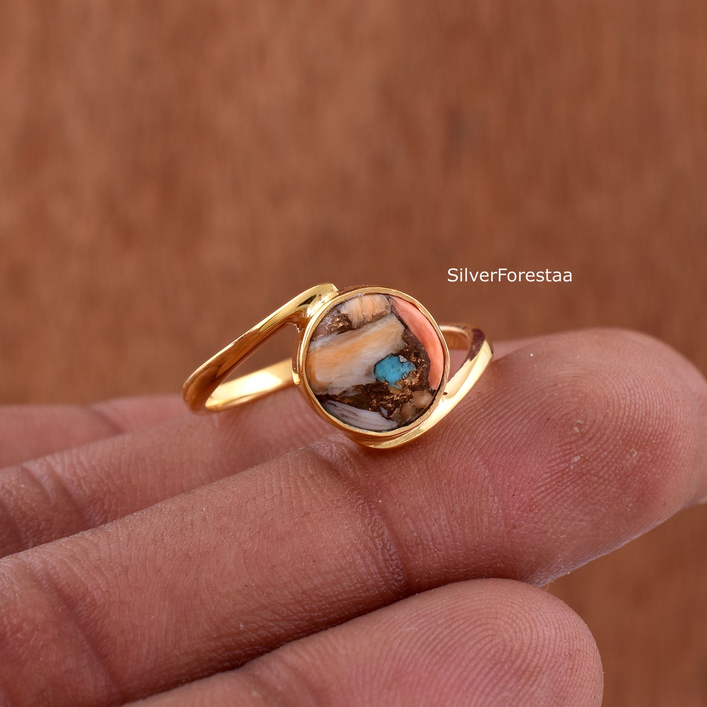 Handmade Copper Turquoise Ring - Gift for Valentine