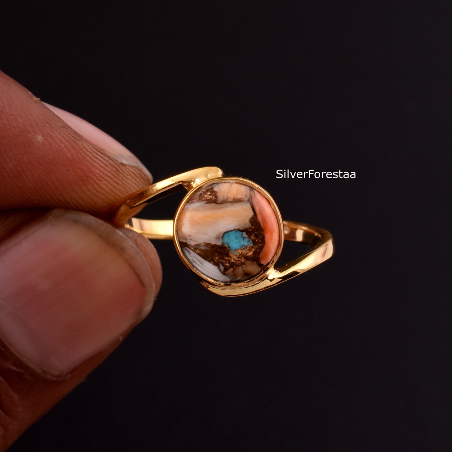 Handmade Copper Turquoise Ring - Gift for Valentine