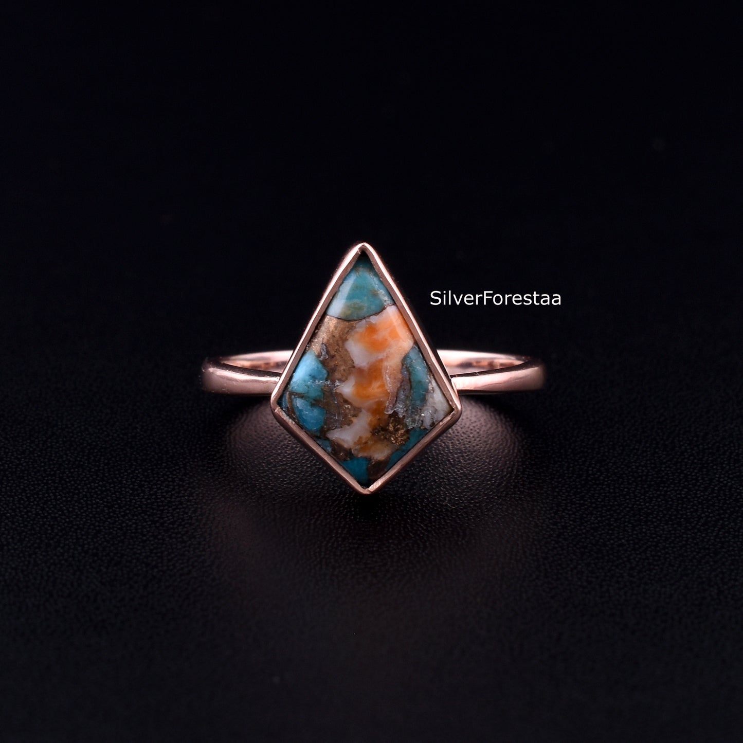 Oyster Copper Turquoise Ring - Statement Jewelry