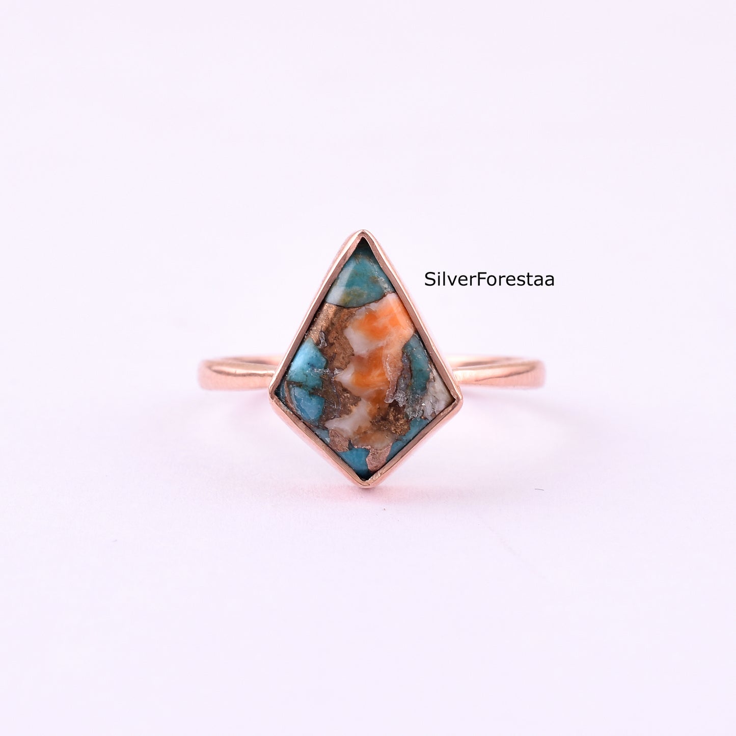 Oyster Copper Turquoise Ring - Statement Jewelry