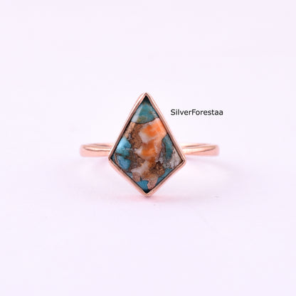 Oyster Copper Turquoise Ring - Statement Jewelry