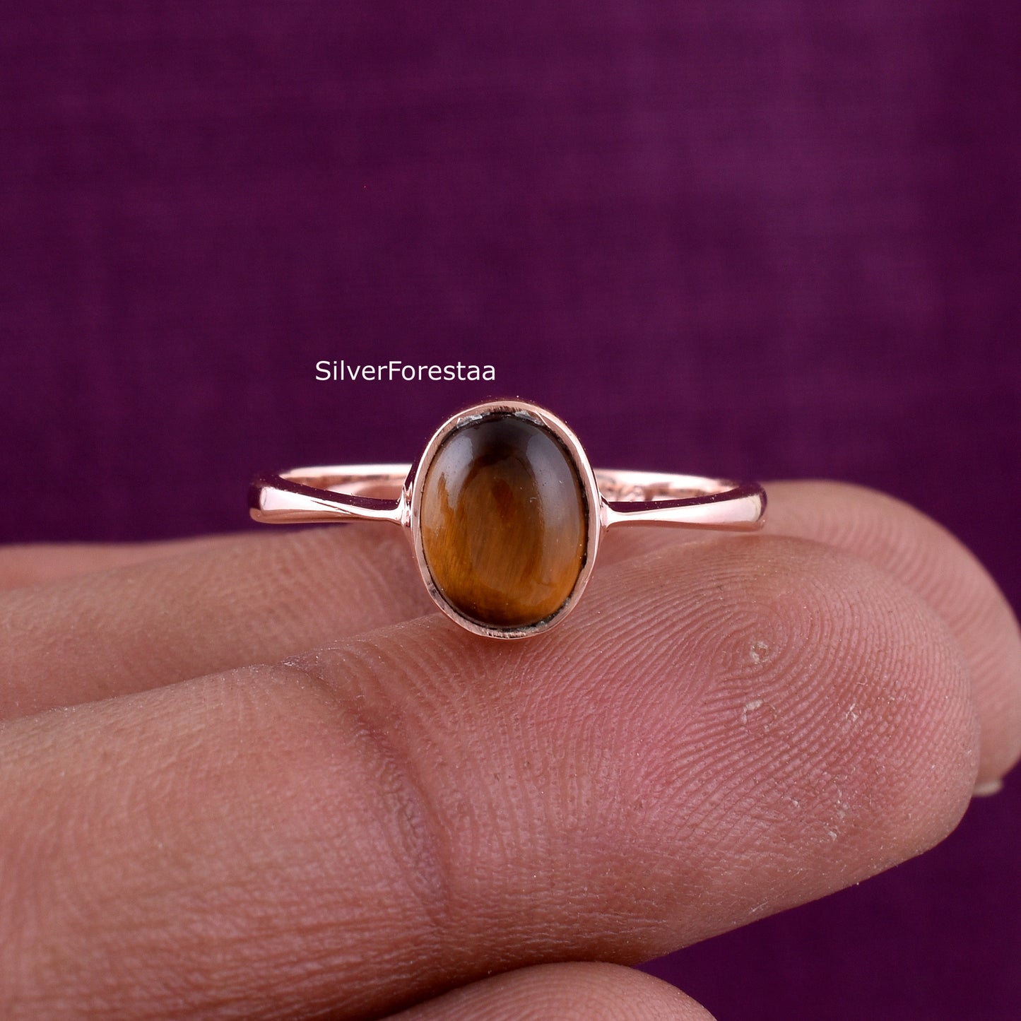 Tigers Eye 925 Sterling Silver Ring - Birthday Jewelry