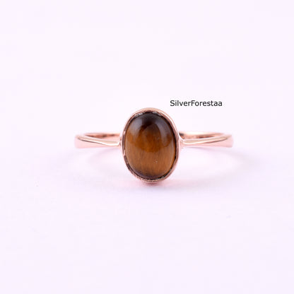 Tigers Eye 925 Sterling Silver Ring - Birthday Jewelry