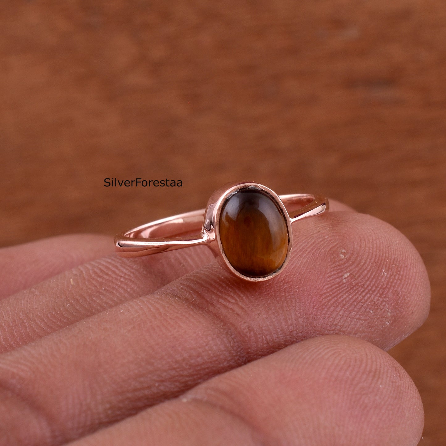 Tigers Eye 925 Sterling Silver Ring - Birthday Jewelry