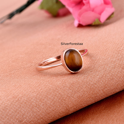 Tigers Eye 925 Sterling Silver Ring - Birthday Jewelry