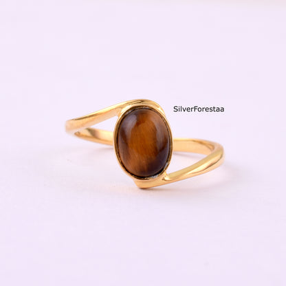Tigers Eye 925 Sterling Silver Ring - Birthday Gift