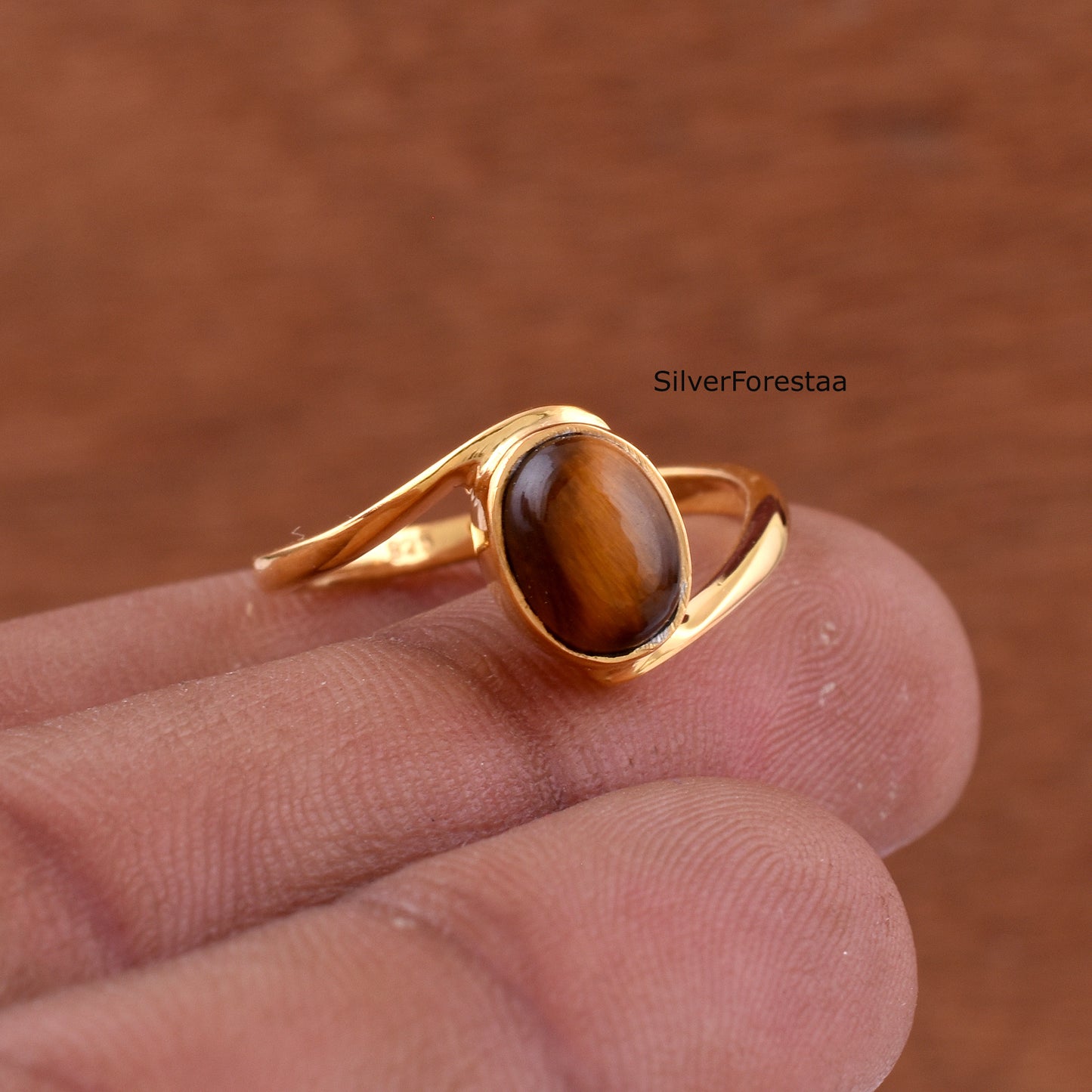 Tigers Eye 925 Sterling Silver Ring - Birthday Gift