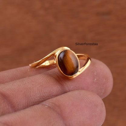 Tigers Eye 925 Sterling Silver Ring - Birthday Gift