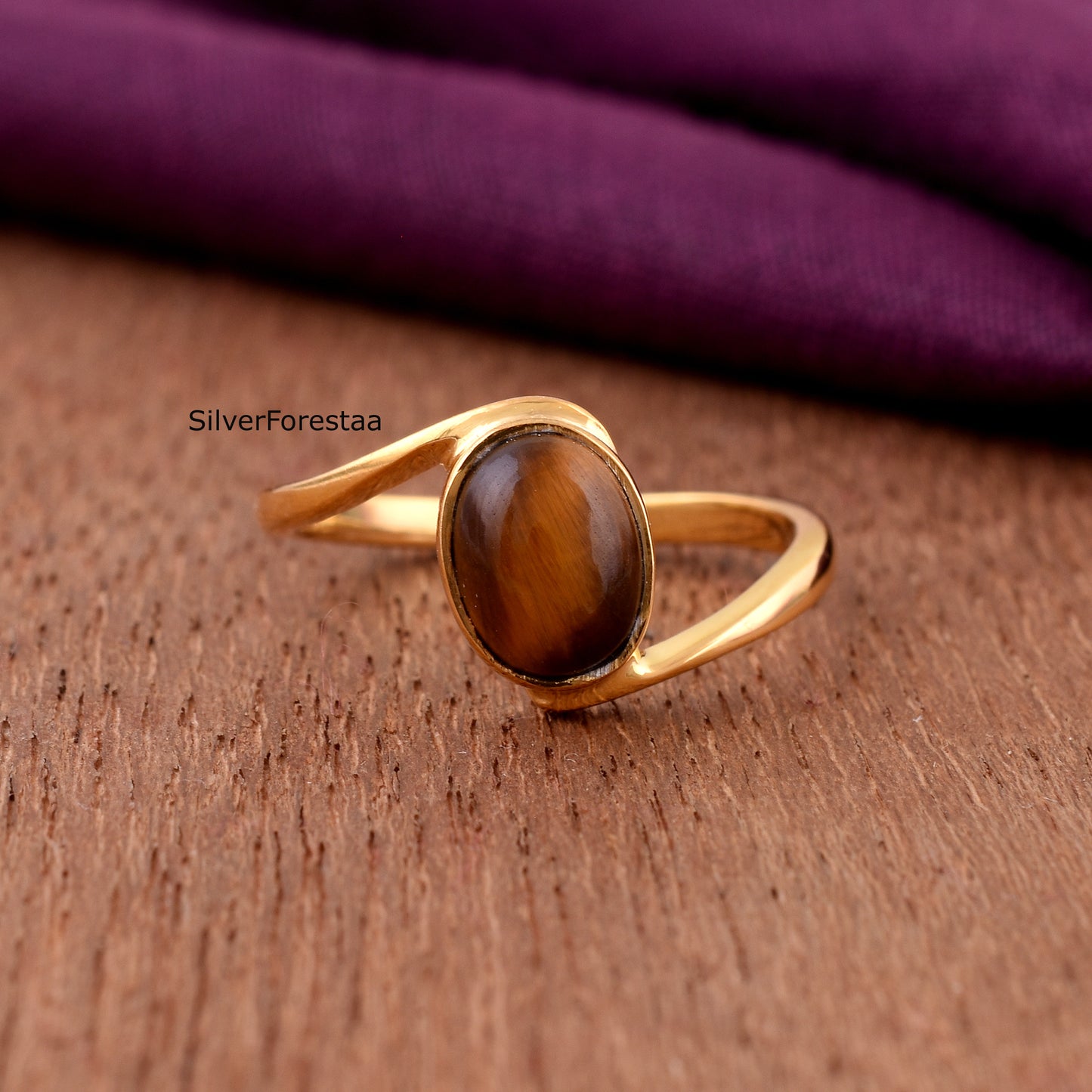 Tigers Eye 925 Sterling Silver Ring - Birthday Gift