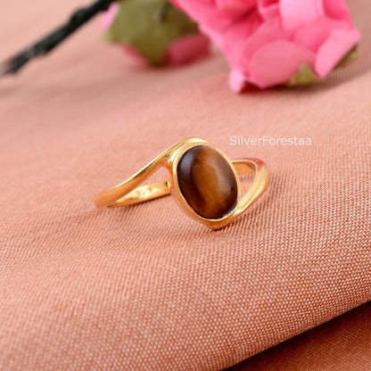 Tigers Eye 925 Sterling Silver Ring - Birthday Gift