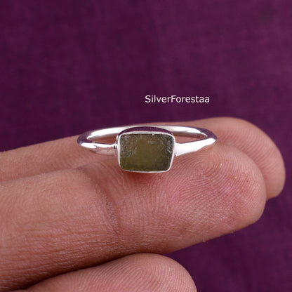 Authentic Raw Moldavite Ring Healing Crystal - SilverForestaa Jewelry