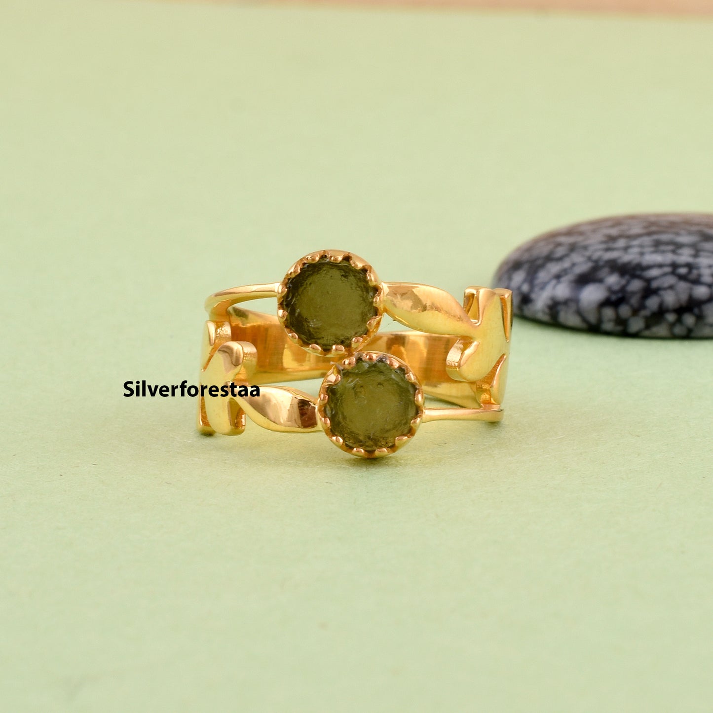 Moldavite Transformation Ring Sterling Silver