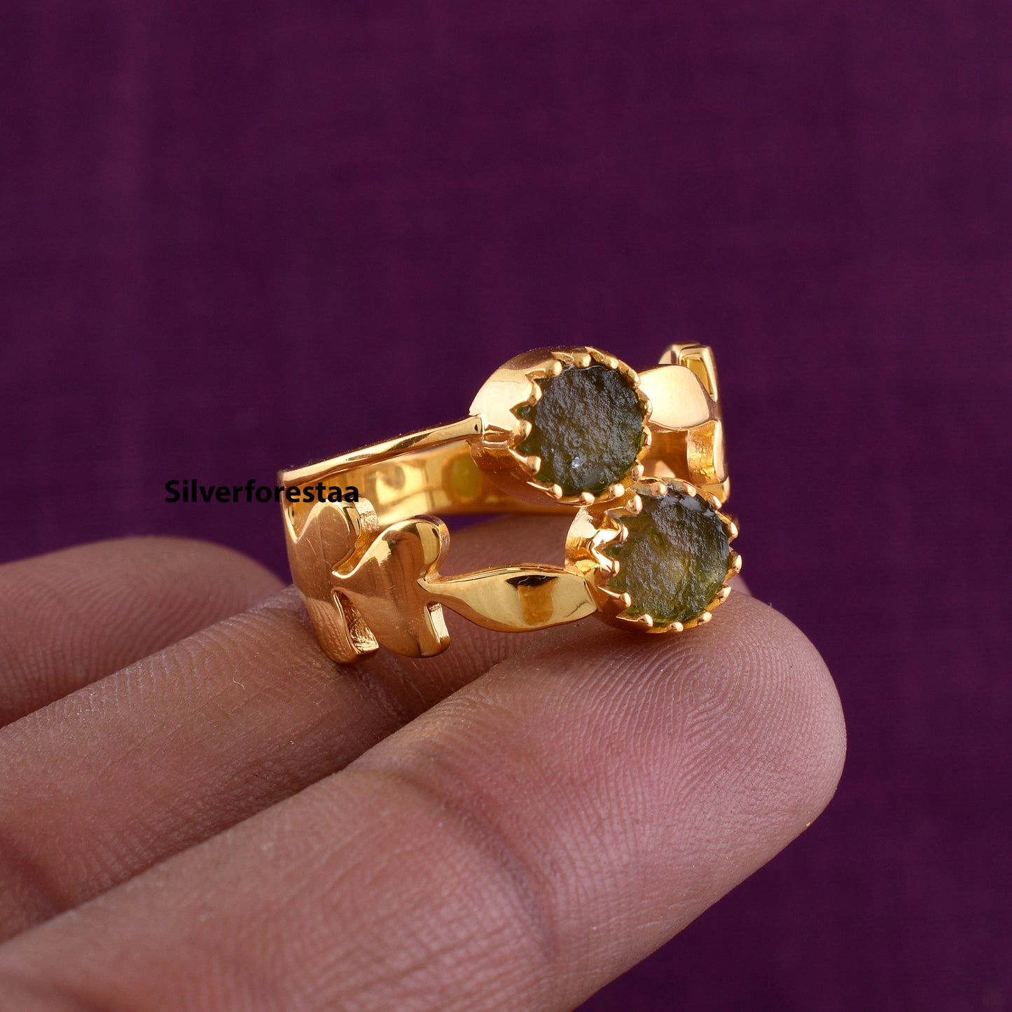 Moldavite Transformation Ring Sterling Silver