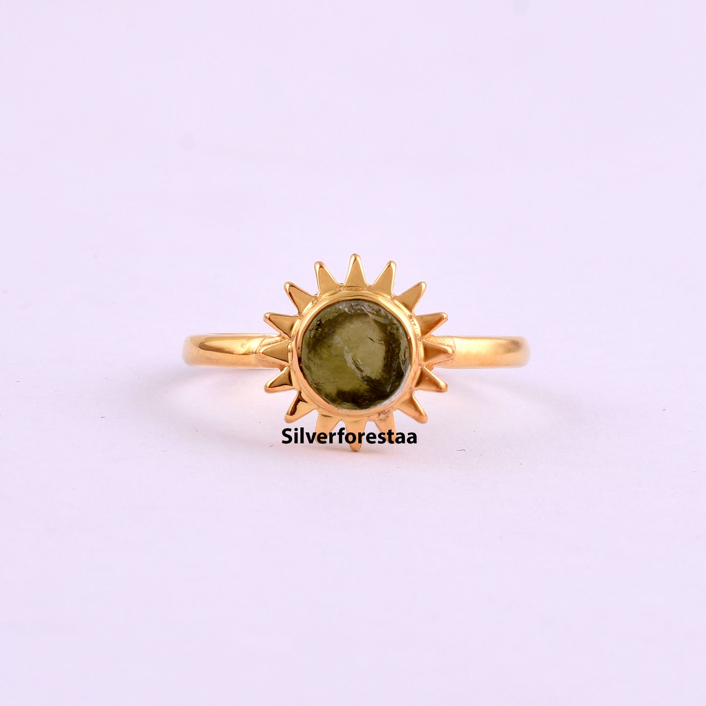 Authentic Raw Moldavite Ring Healing Crystal
