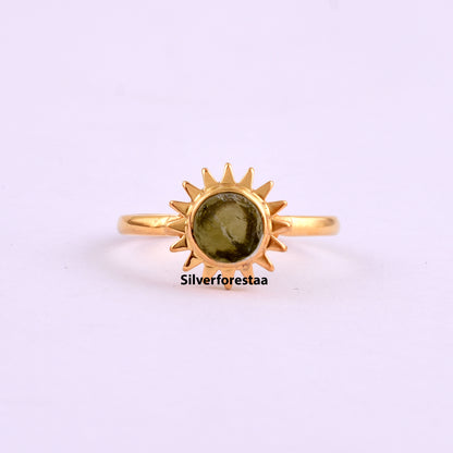 Authentic Raw Moldavite Ring Healing Crystal