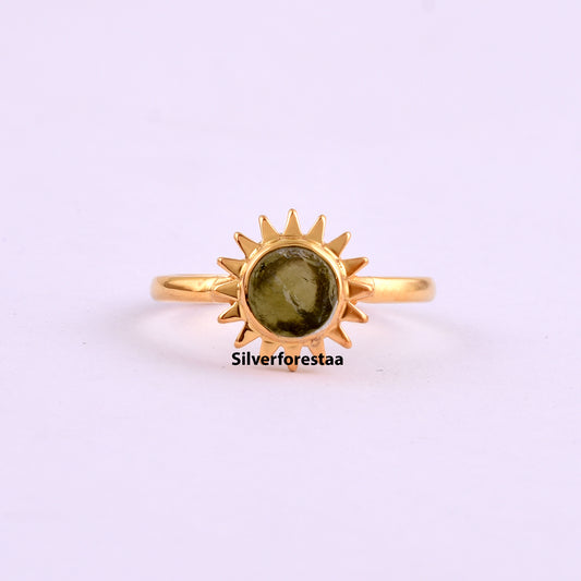 Authentic Raw Moldavite Ring Healing Crystal