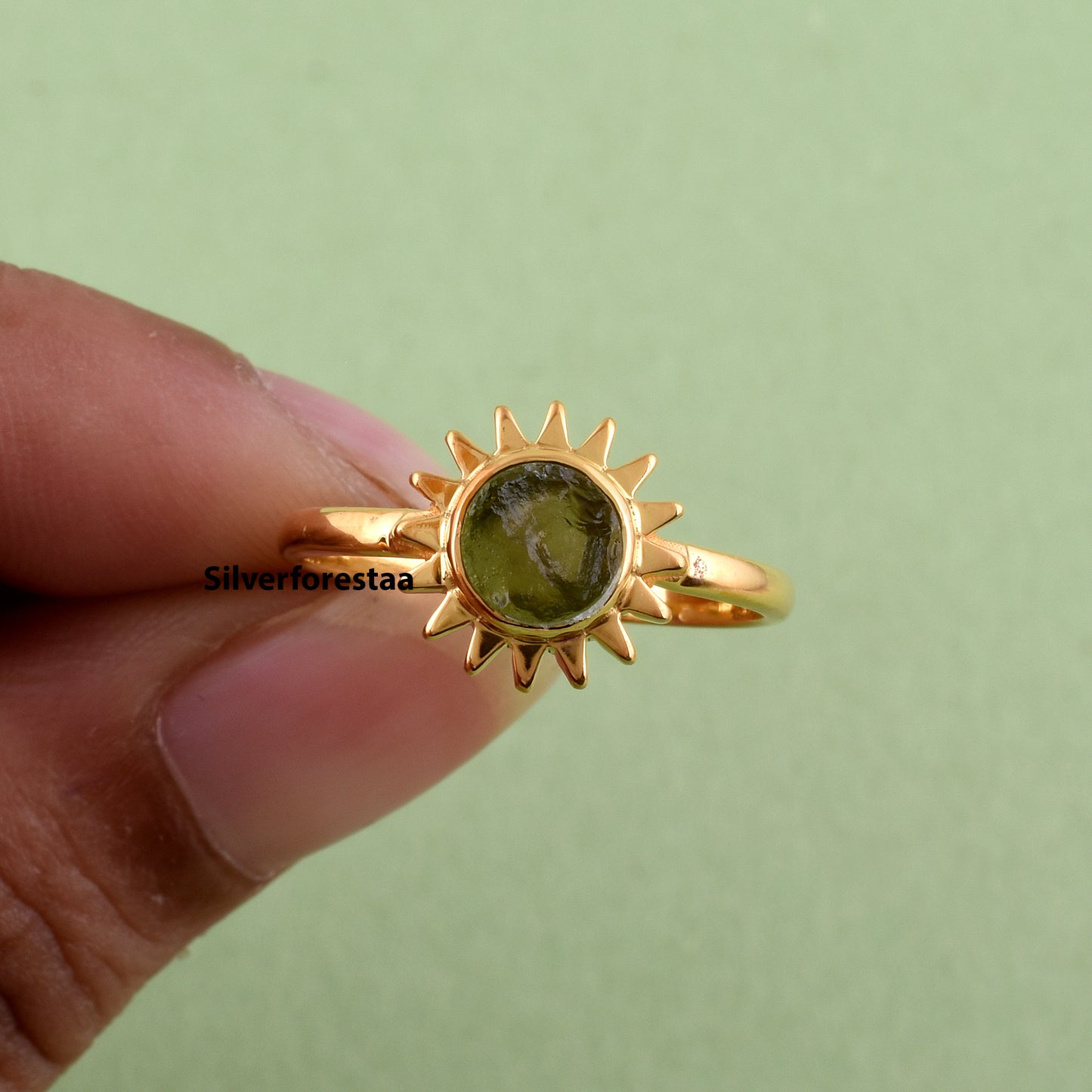 Authentic Raw Moldavite Ring Healing Crystal