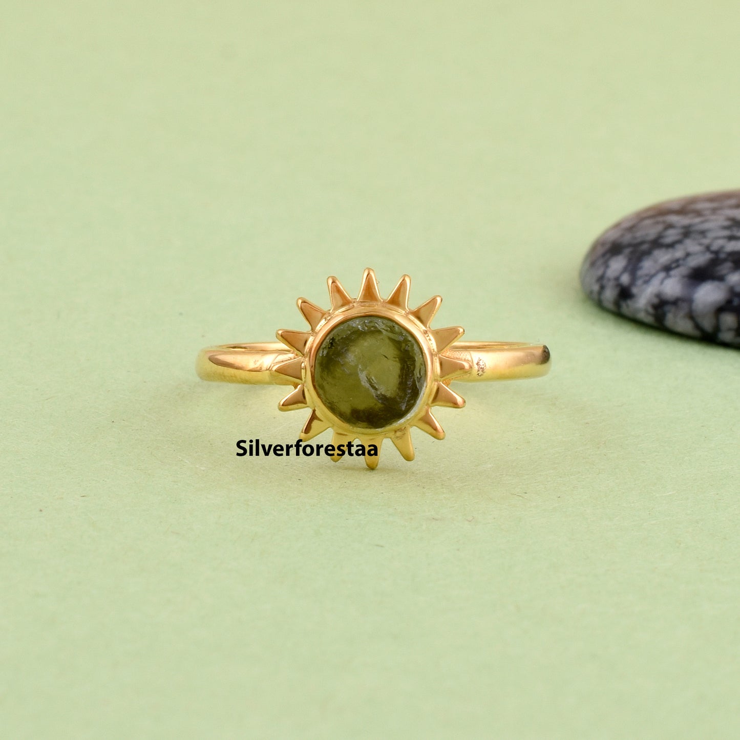 Moldavite Sterling Silver Ring – Exclusive Gemstone Design