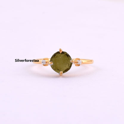 Moldavite Crystal Ring Transformative Gemstone Jewelry